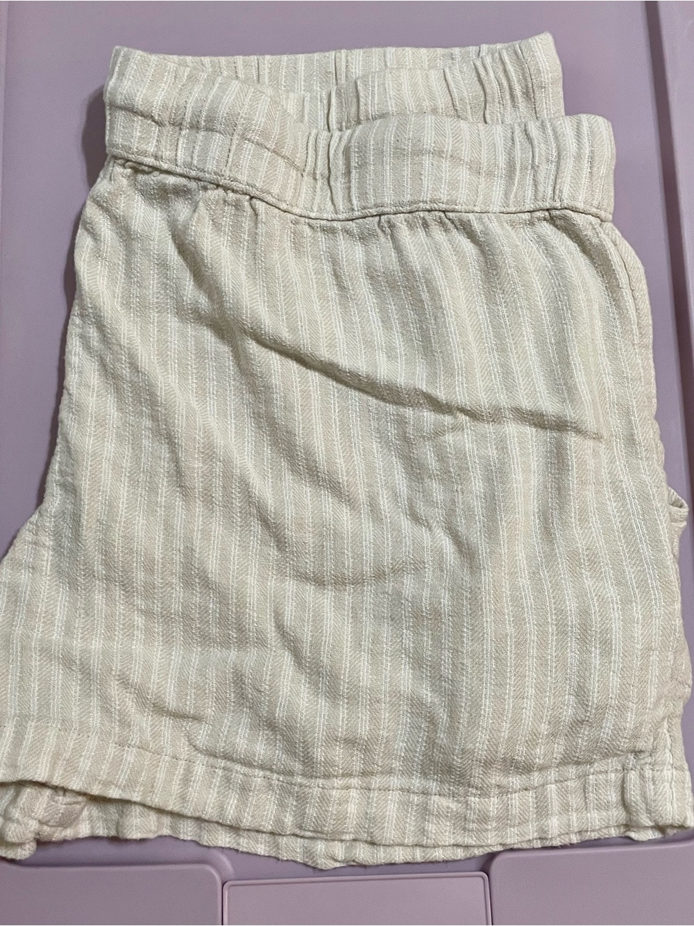 Light Cream Striped shorts